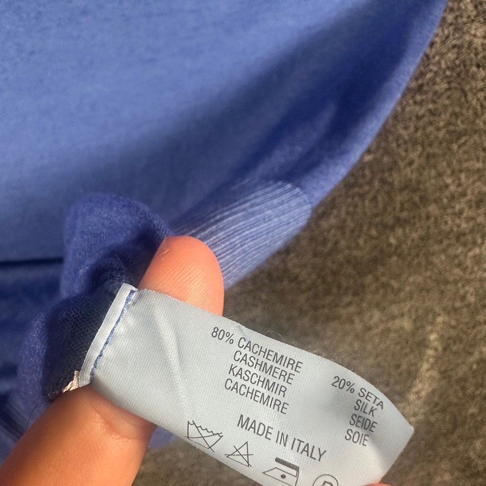Kiton Cashmere Silk Sweater Mens XL 54 V-Neck Blue Pullover Made in Italy Luxury - Picture 5 of 13